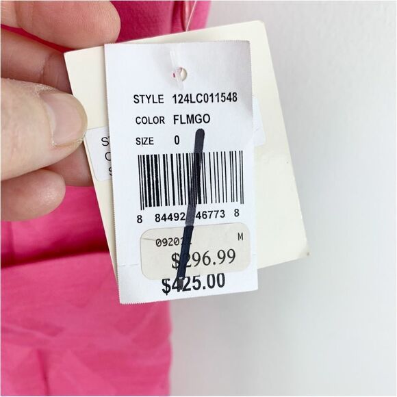 Milly New York Danielle Pink Ruffle Front Belted Sheath Sz 0 - Picture 11 of 15